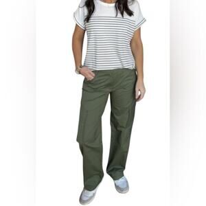 KUT Charlotte Wide Leg Cargo Pants, Khaki, Street Style, Weekend, Urban Casual 0